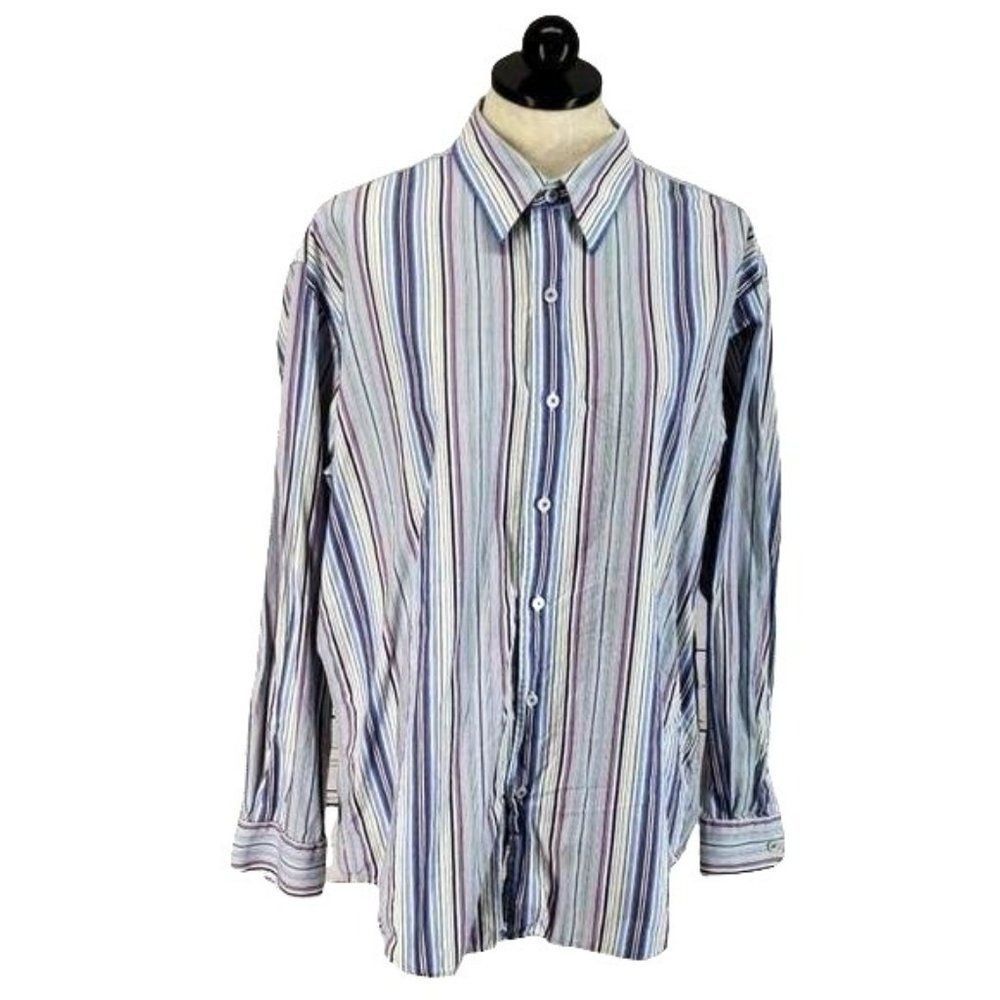Cezani Men's Multicolor‎ Striped Button Down Long Sleeve Shirt Size Large